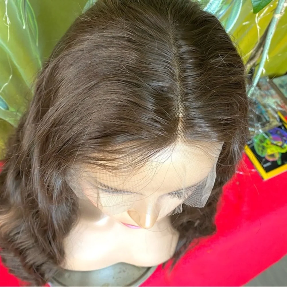 lace front wig- wavy chocolate brunette